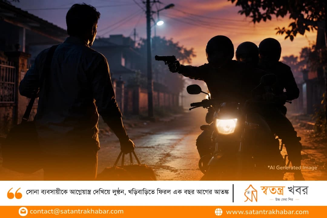 সোনা ব্যবসায়ীকে আগ্নেয়াস্ত্র দেখিয়ে লুণ্ঠন, খড়িবাড়িতে ফিরল এক বছর আগের আতঙ্ক