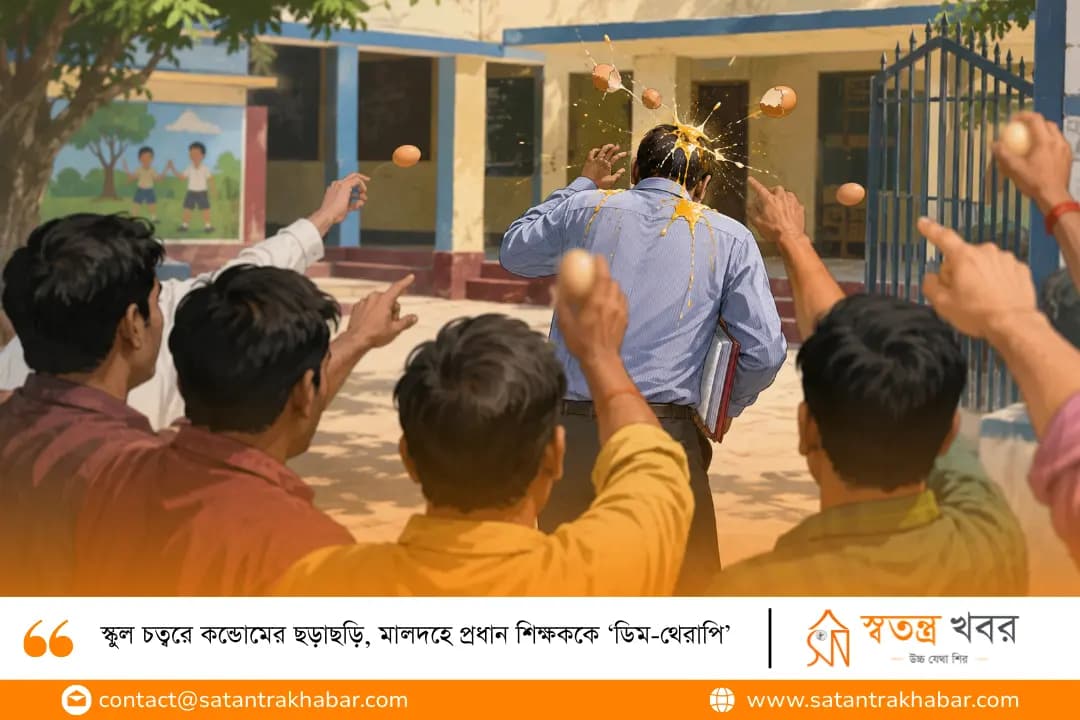 স্কুল চত্বরে কন্ডোমের ছড়াছড়ি, মালদহে প্রধান শিক্ষককে ‘ডিম-থেরাপি’