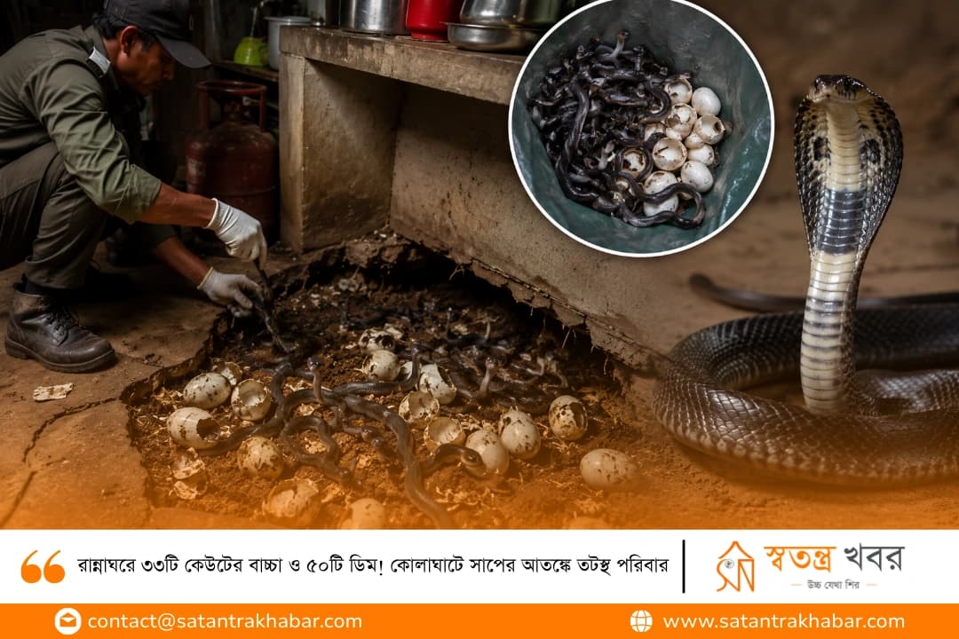 রান্নাঘরে ৩৩টি কেউটের বাচ্চা ও ৫০টি ডিম! কোলাঘাটে সাপের আতঙ্কে তটস্থ পরিবার