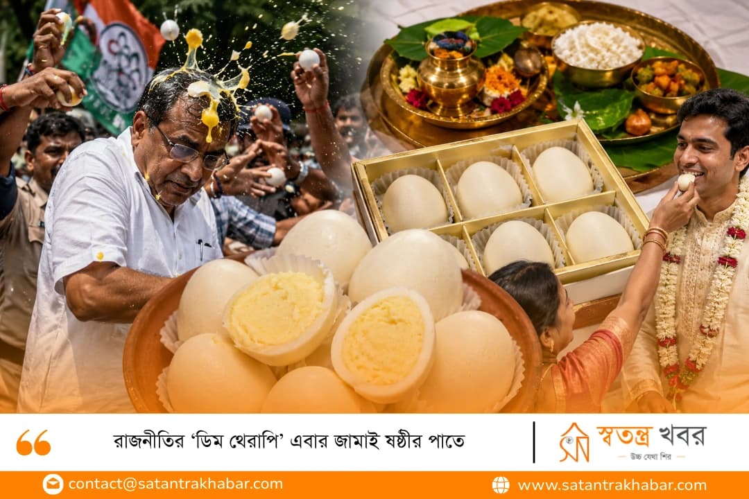 রাজনীতির ‘ডিম থেরাপি’ এবার জামাই ষষ্ঠীর পাতে