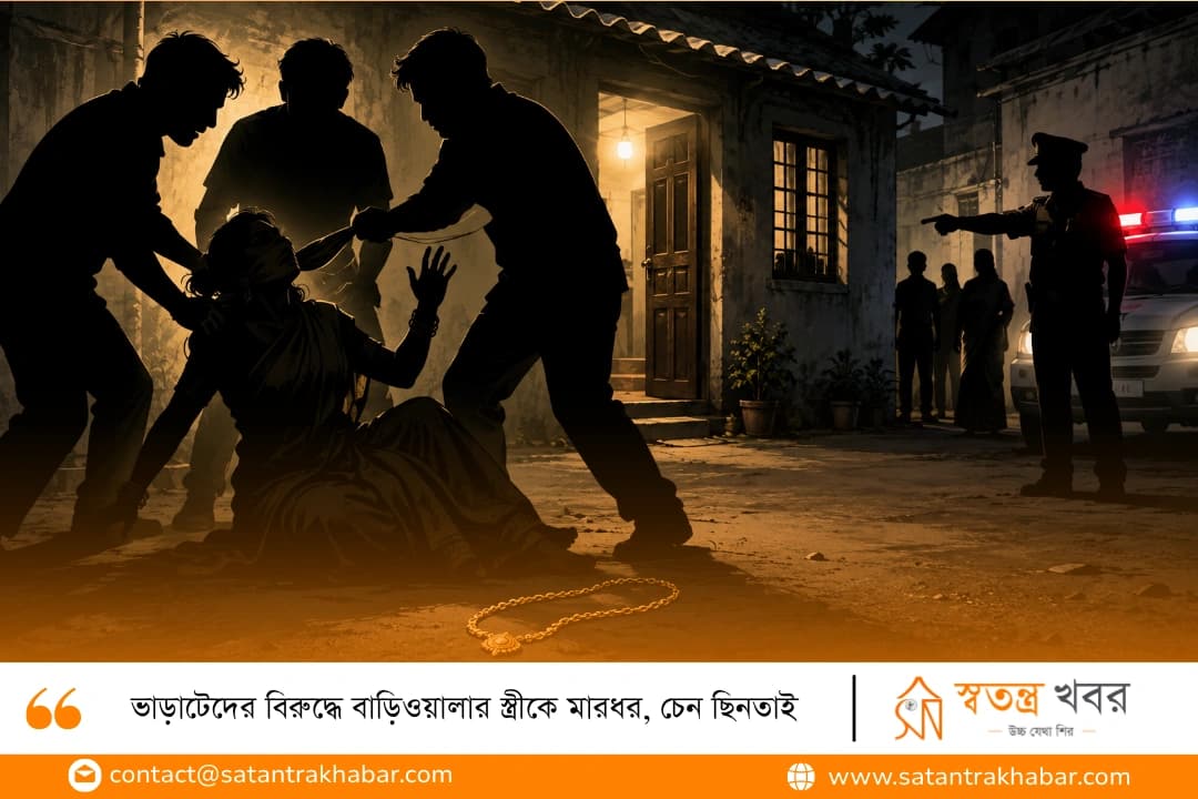 ভাড়াটেদের বিরুদ্ধে বাড়িওয়ালার স্ত্রীকে মারধর, চেন ছিনতাই