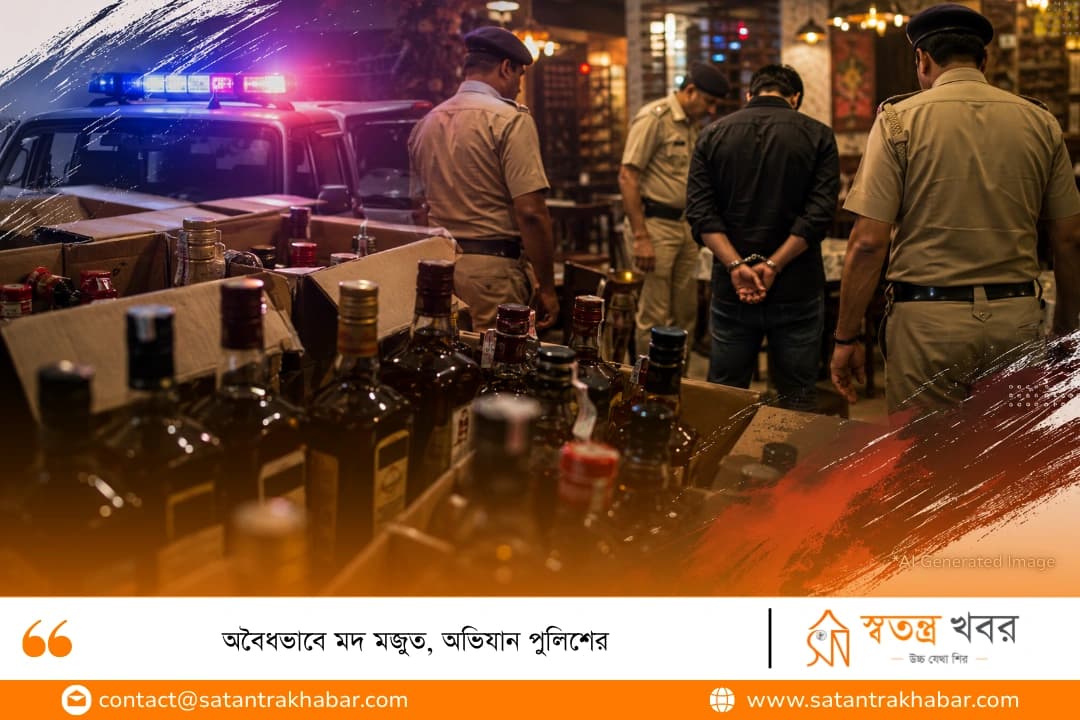 অবৈধভাবে মদ মজুত, অভিযান পুলিশের