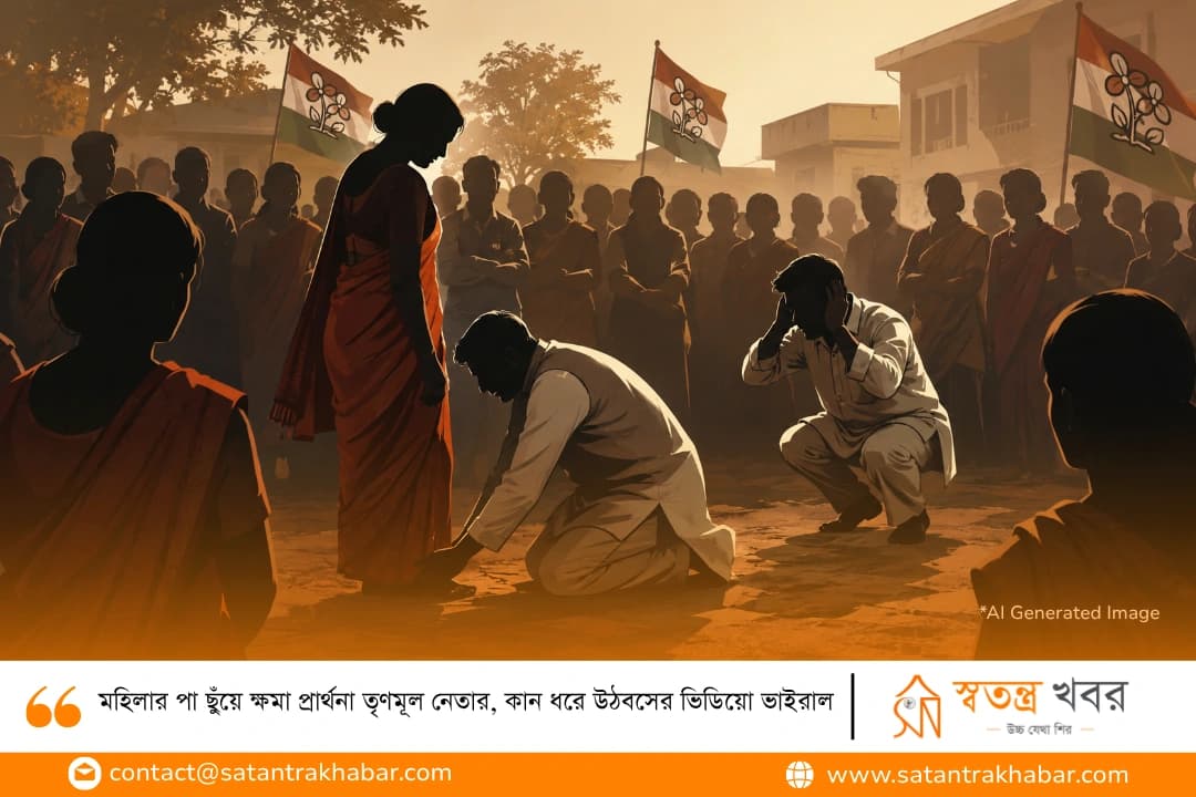মহিলার পা ছুঁয়ে ক্ষমা প্রার্থনা তৃণমূল নেতার, কান ধরে উঠবসের ভিডিয়ো ভাইরাল