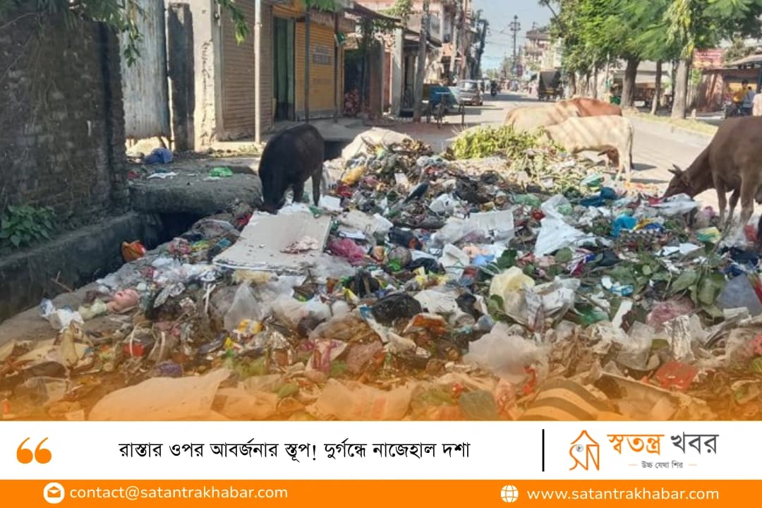 রাস্তার ওপর আবর্জনার স্তূপ! দুর্গন্ধে নাজেহাল দশা
