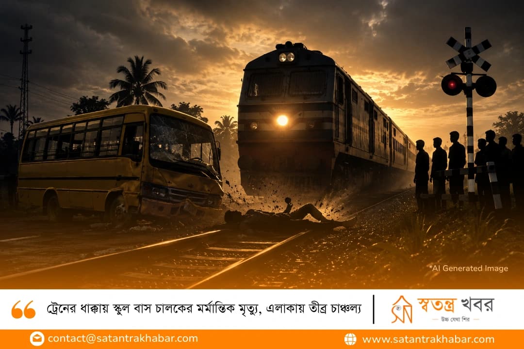 ট্রেনের ধাক্কায় স্কুল বাস চালকের মর্মান্তিক মৃত্যু, এলাকায় তীব্র চাঞ্চল্য