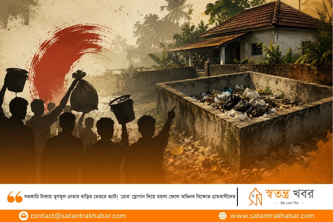 সরকারি টাকায় তৃণমূল নেতার বাড়ির ভেতরে ভ্যাট! 'চোর' স্লোগান দিয়ে ময়লা ফেলে অভিনব বিক্ষোভ গ্রামবাসীদের