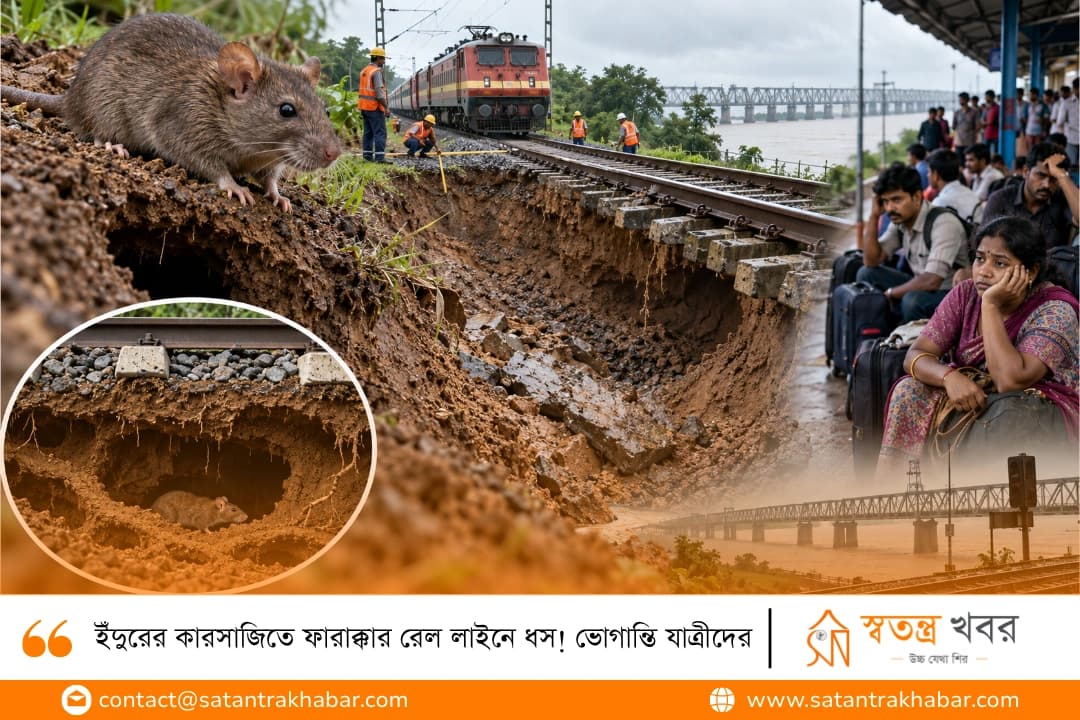 ইঁদুরের কারসাজিতে ফারাক্কার রেল লাইনে ধস! ভোগান্তি যাত্রীদের